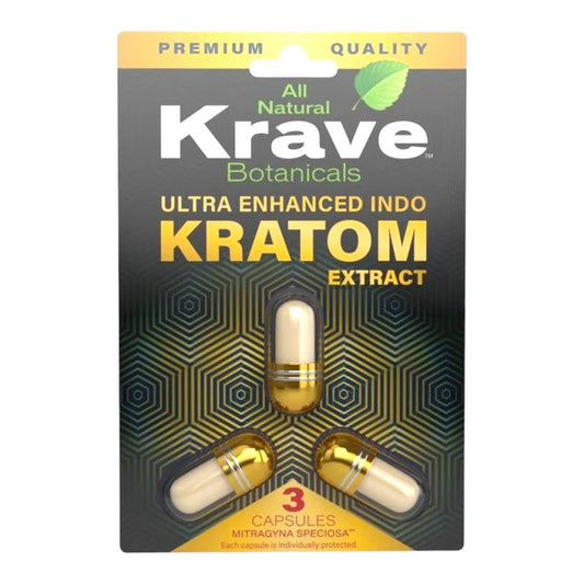 Krave - Ultra Enhanced Indo Kratom Extract | 3 Capsules Blister Pack