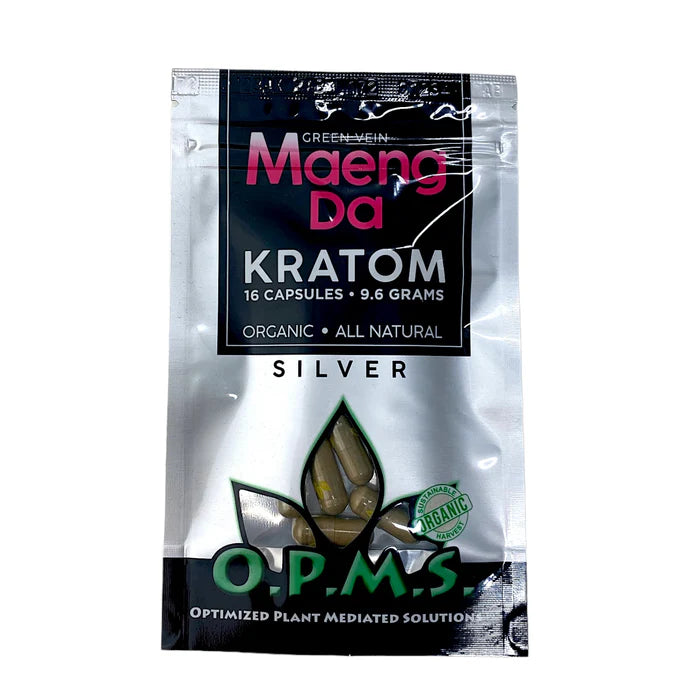 OPMS Kratom Silver (Capsules) 16 Count (9.6 Grams)