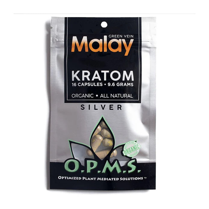 OPMS Kratom Silver (Capsules) 16 Count (9.6 Grams)