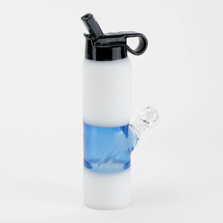 Empire Glassworks Mini Rig - Large - White & Blue Water Bottle