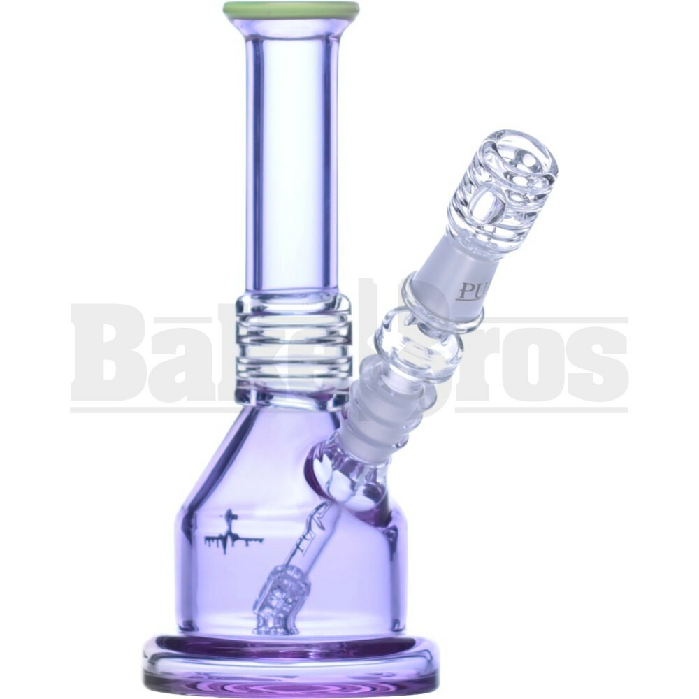 PULSE WP MINI BARREL STEM BEAKER VAPOR RIG 7" PURPLE SLIME GREEN FEMALE 14MM