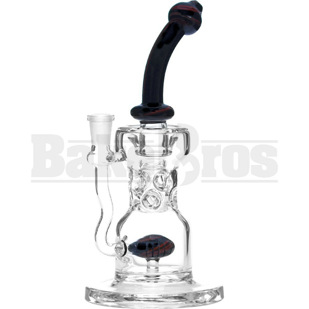 WP BENT NECK DUMBELL CIRQ W/ SWISS PERC WORKED 10" BLACK RED FEMALE 18MM