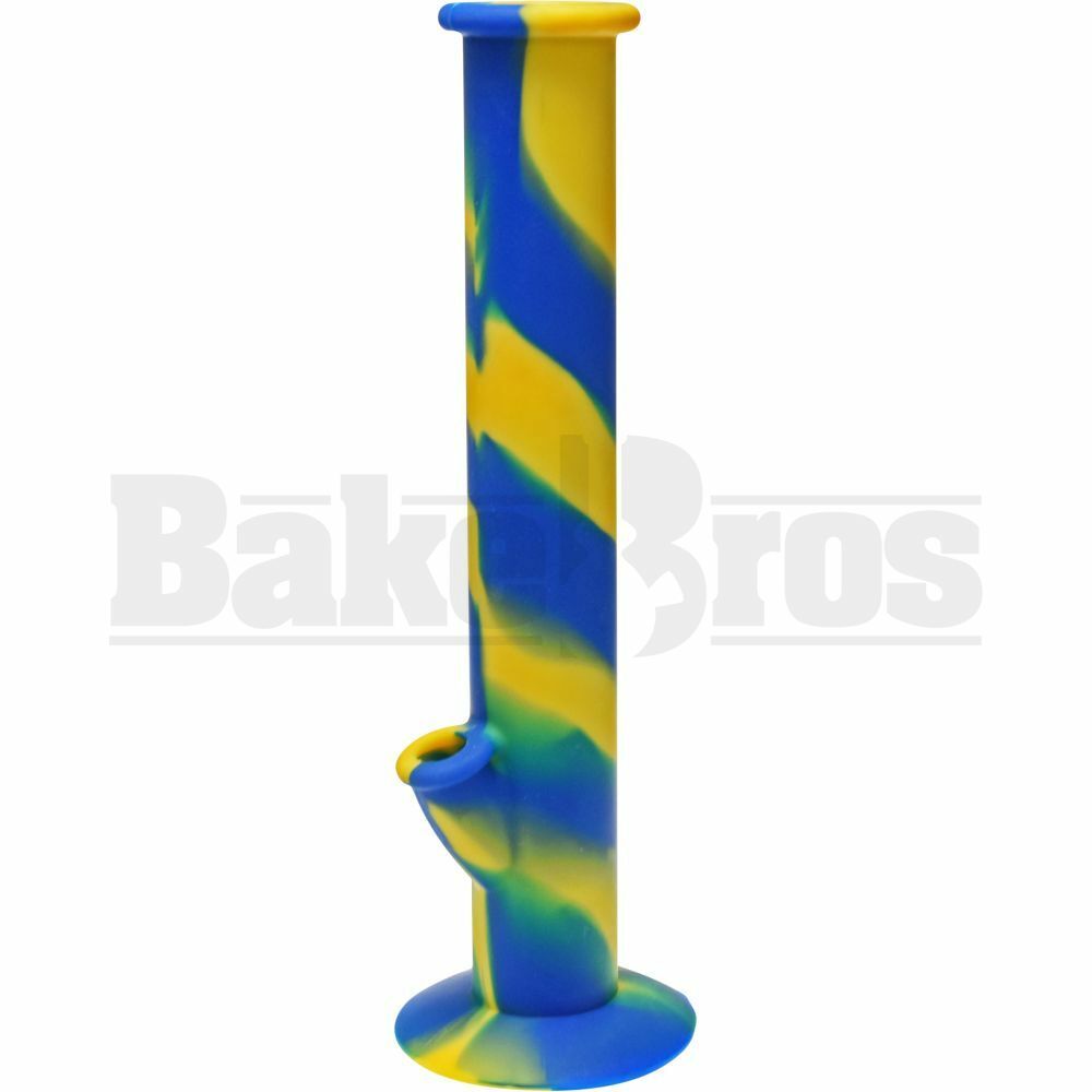 SILICONE WP STRAIGHT TUBE 1 ASSORTED DESIGN 14" BLUE YELLOW GREEN FEMALE 18MM