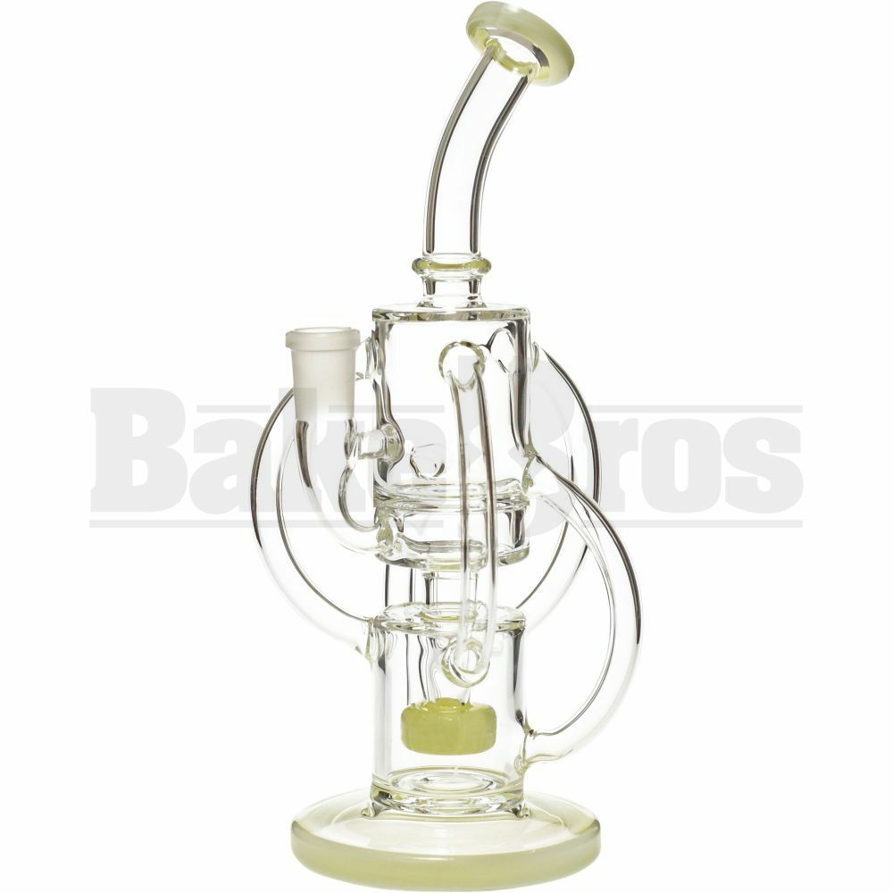 WP BENT NECK 5 ARM RECYCLER CAN W/ SHOWERHEAD PERC 9" CUSTARD FEMALE 14MM