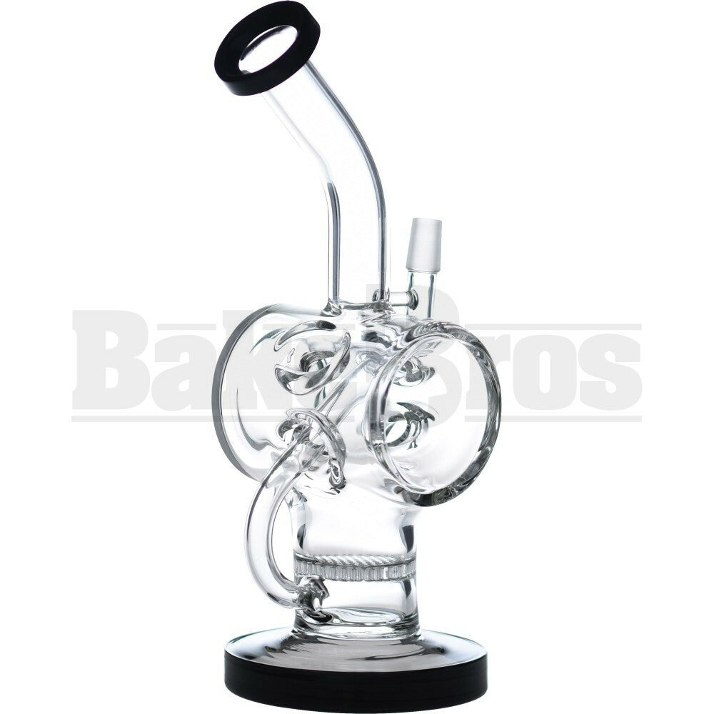 WP BENT NECK HOLLOW BARREL W/ DONUT & HONEYCOMB PERC 11" BLACK MALE 14MM