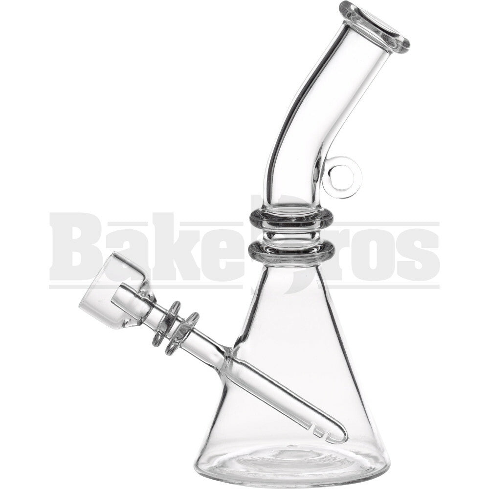 JOINTLESS MICRO BEAKER W/ FIXED NAIL BUCKET PENDANT RIG QUARTZ 6" CLEAR GENDERLESS JOINTLESS