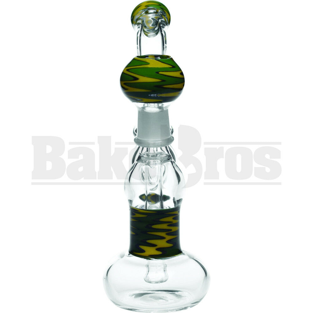 WP BUBBLER INTEGRAL DOWNSTEM ZIGZAG 7" YELLOW GREEN MALE 18MM