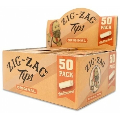 Zig Zag Unbleached Original Rolling Tips 50 count booklet (50 packs-booklets)