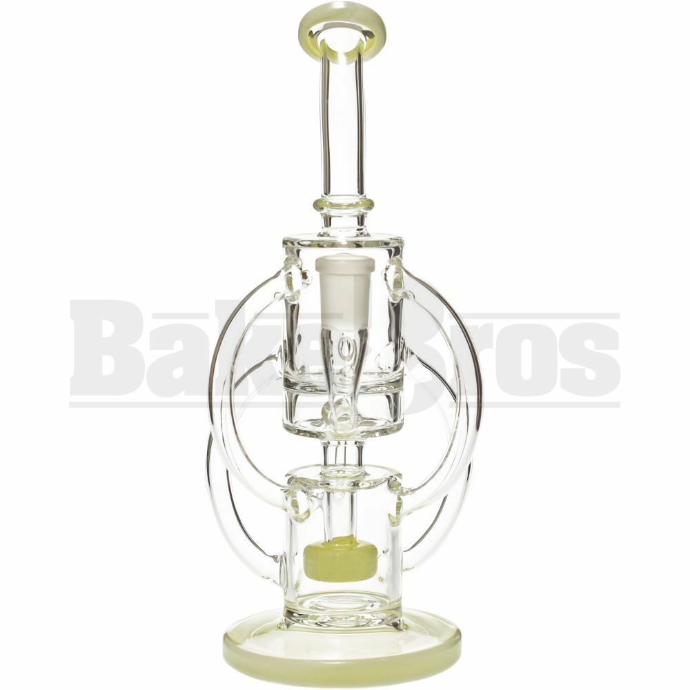 WP BENT NECK 5 ARM RECYCLER CAN W/ SHOWERHEAD PERC 9" CUSTARD FEMALE 14MM