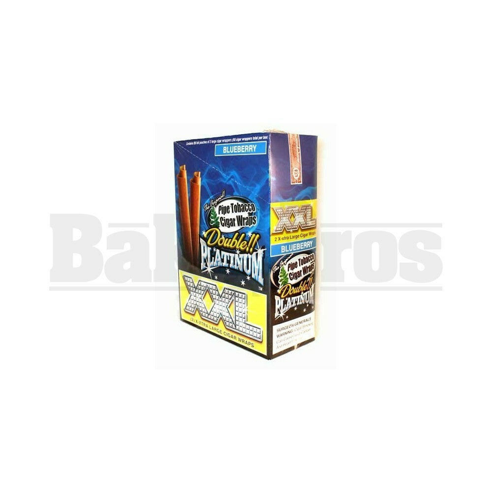 DOUBLE!! PLATINUM XXL CIGAR WRAPS 2 PER PACK BLUEBERRY Pack of 25