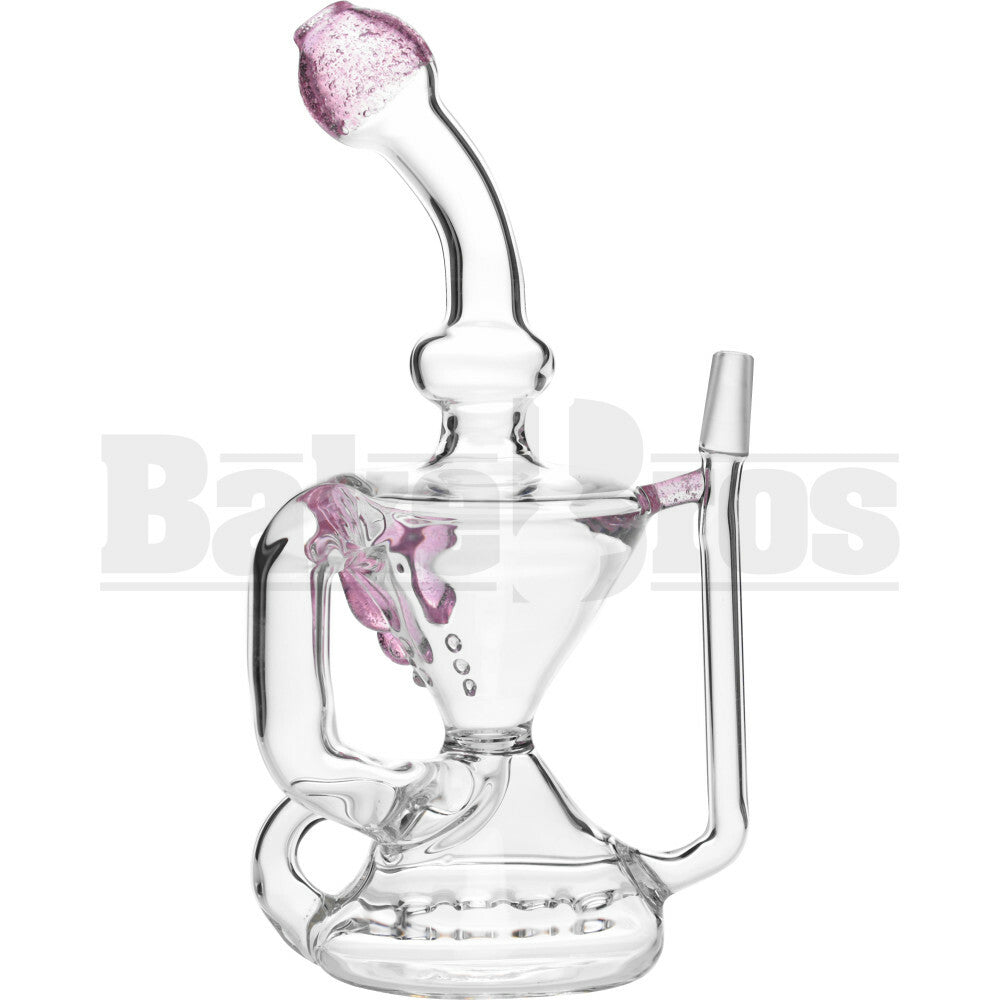 WP HOUR GLASS KLEIN RECYCLER INLINE PERC W/ DRIPS 8" SLIME PINK MALE 10MM