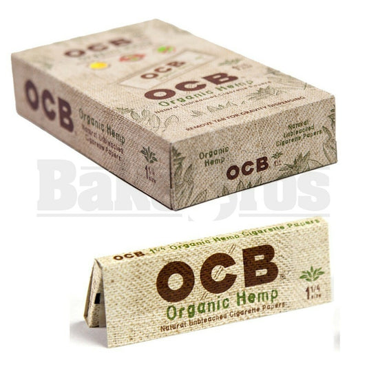 OCB ROLLING PAPERS ORGANIC HEMP W/ TIPS 1 1/4 50 LEAVES UNFLAVORED Pack of 24