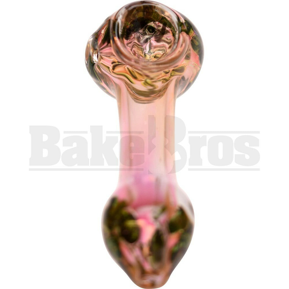 GLASS SPOON HAND PIPE THICK & HEAVY FLOWER 5" ALGAE PINK FUMED