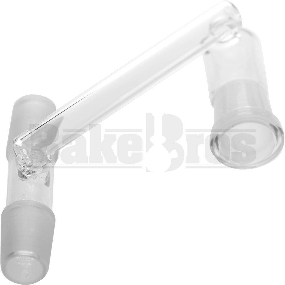 FEMALE TO MALE / MALE RECLAIM DROPDOWN ADAPTER CLASSIC 180* CLEAR FEMALE 18MM 18MM MALE / 18MM MALE