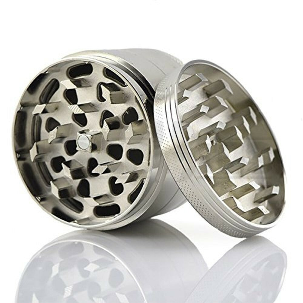 METAL GRINDER 4 PIECE W/ POLLEN COLLECTOR 2" SILVER Pack of 1