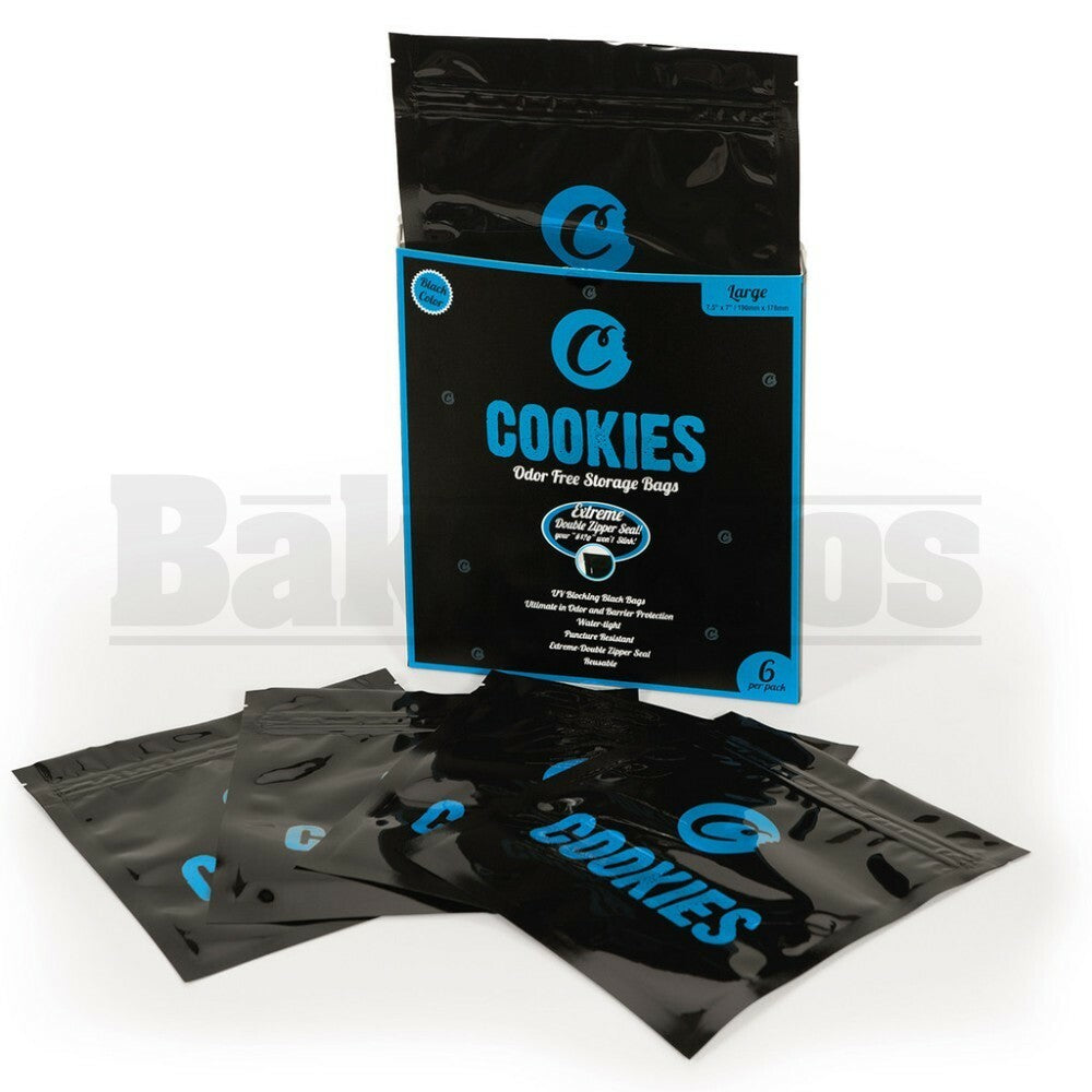 COOKIES STORAGE BAGS LARGE 7.5" X 7" ODOR FREE BLACK Pack of 1 6 Per Pack