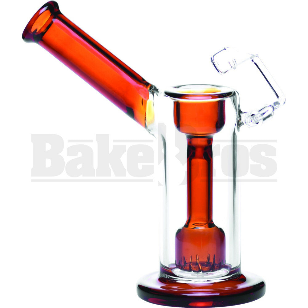 BUBBLER HAND PIPE SLIT CYLINDER PERC SWIVEL HONEYBUCKET NAIL 8" AMBER