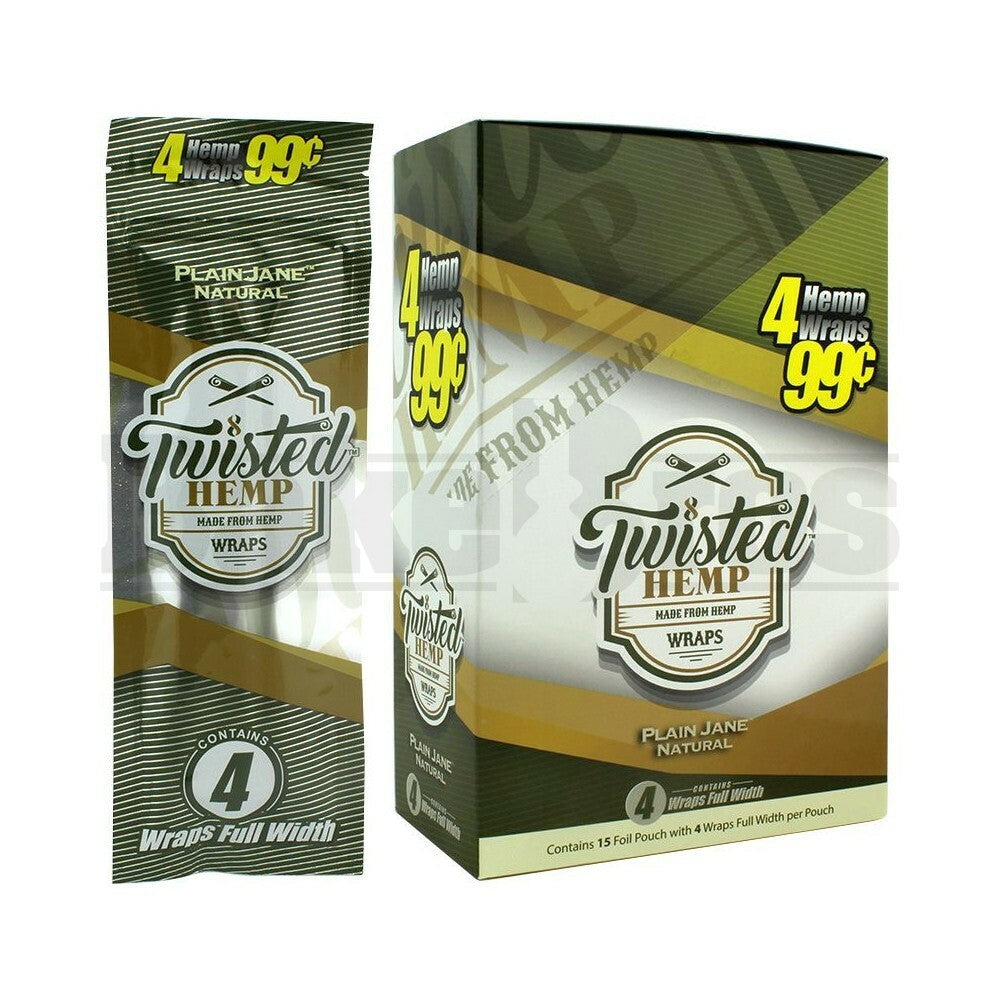 TWISTED HEMP WRAPS 4 PER PACK PLAIN JANE NATURAL Pack of 15