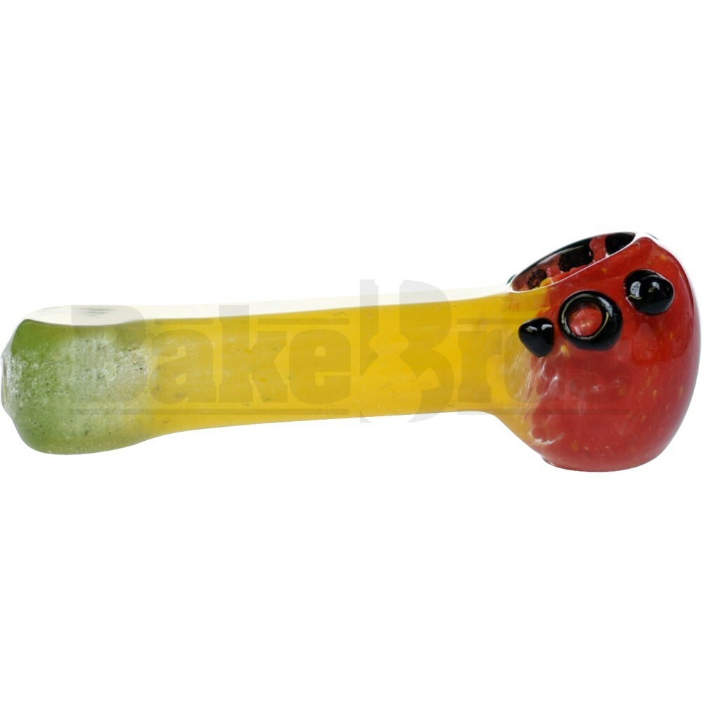 GLASS SPOON HAND PIPE FULL FRIT GLASS 5" RASTA