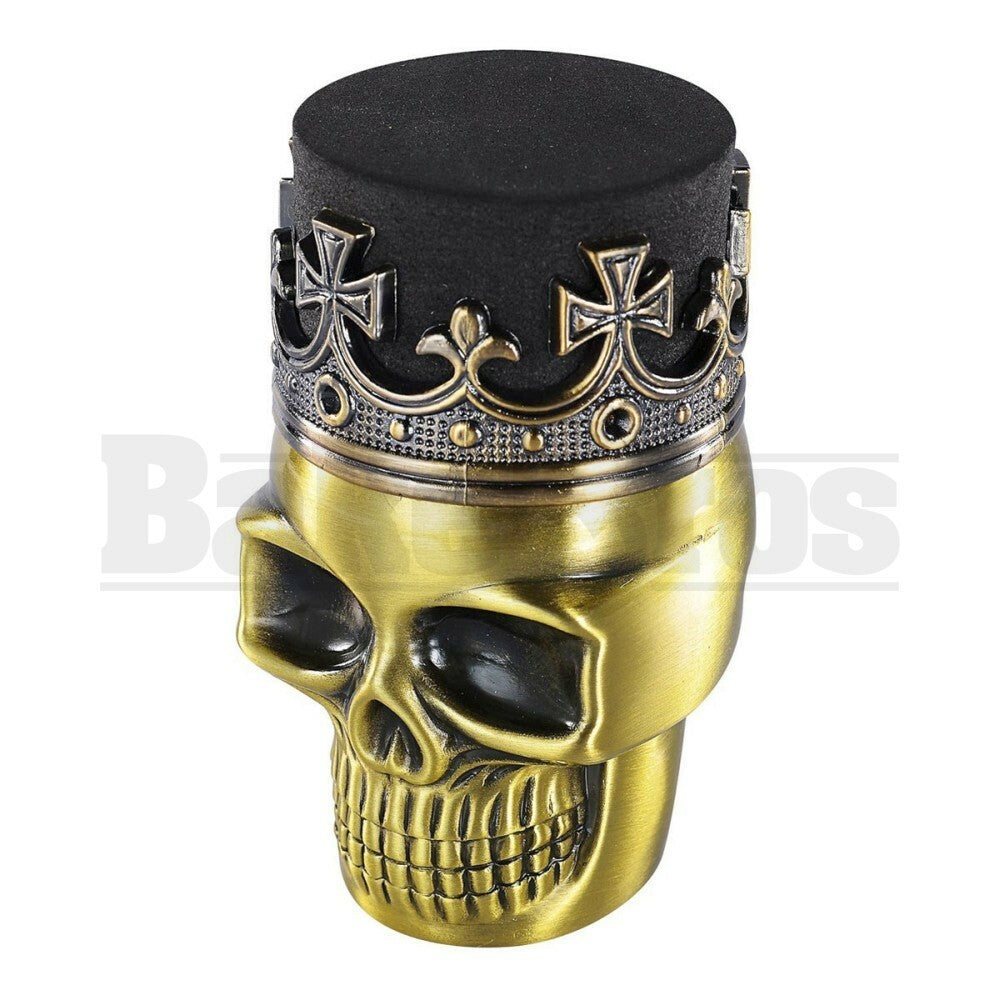 KING SKULL 3PC SPICE GRINDER POLLEN SCREEN BRASS Pack of 1