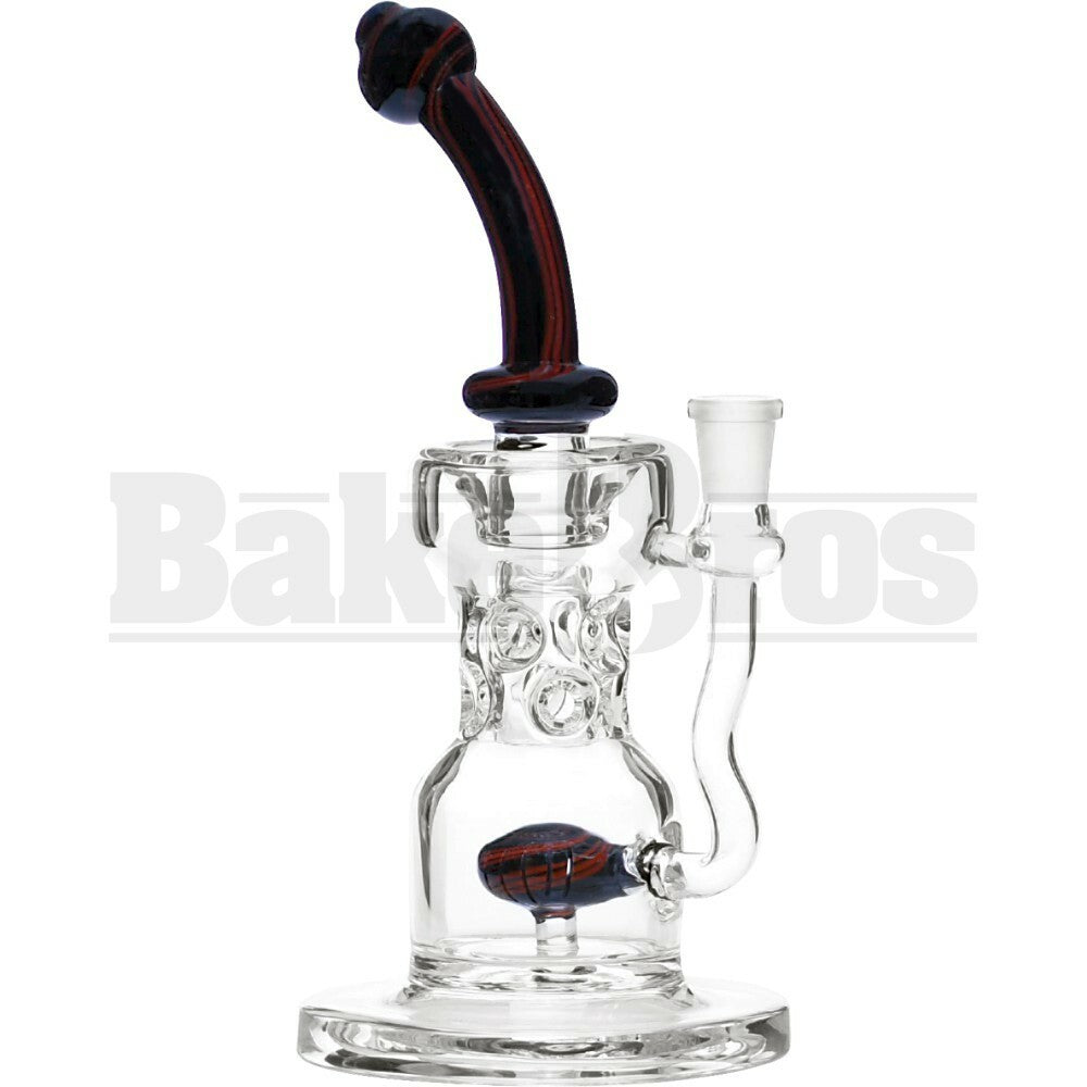 WP BENT NECK DUMBELL CIRQ W/ SWISS PERC WORKED 10" BLACK RED FEMALE 18MM