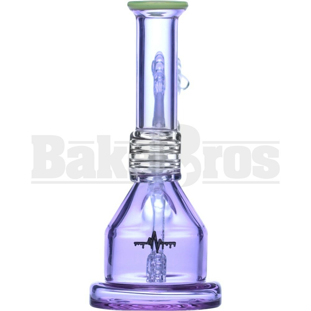 PULSE WP MINI BARREL STEM BEAKER VAPOR RIG 7" PURPLE SLIME GREEN FEMALE 14MM