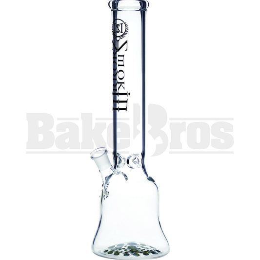 SMOKIN MIRRORZ WP BELL HOUSING BEAKER WITH BUBBLES ART DESIGN 15" CLEAR FEMALE 18MM