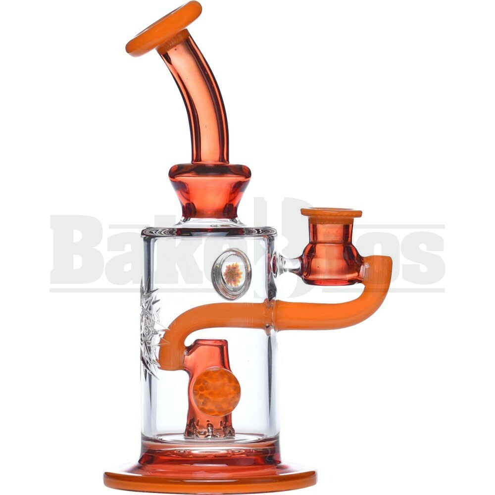 PHAT ASS GLASS WP BENT NECK W/ SPLATTER PERC 9" ORANGE RED ELVIS FEMALE 14MM