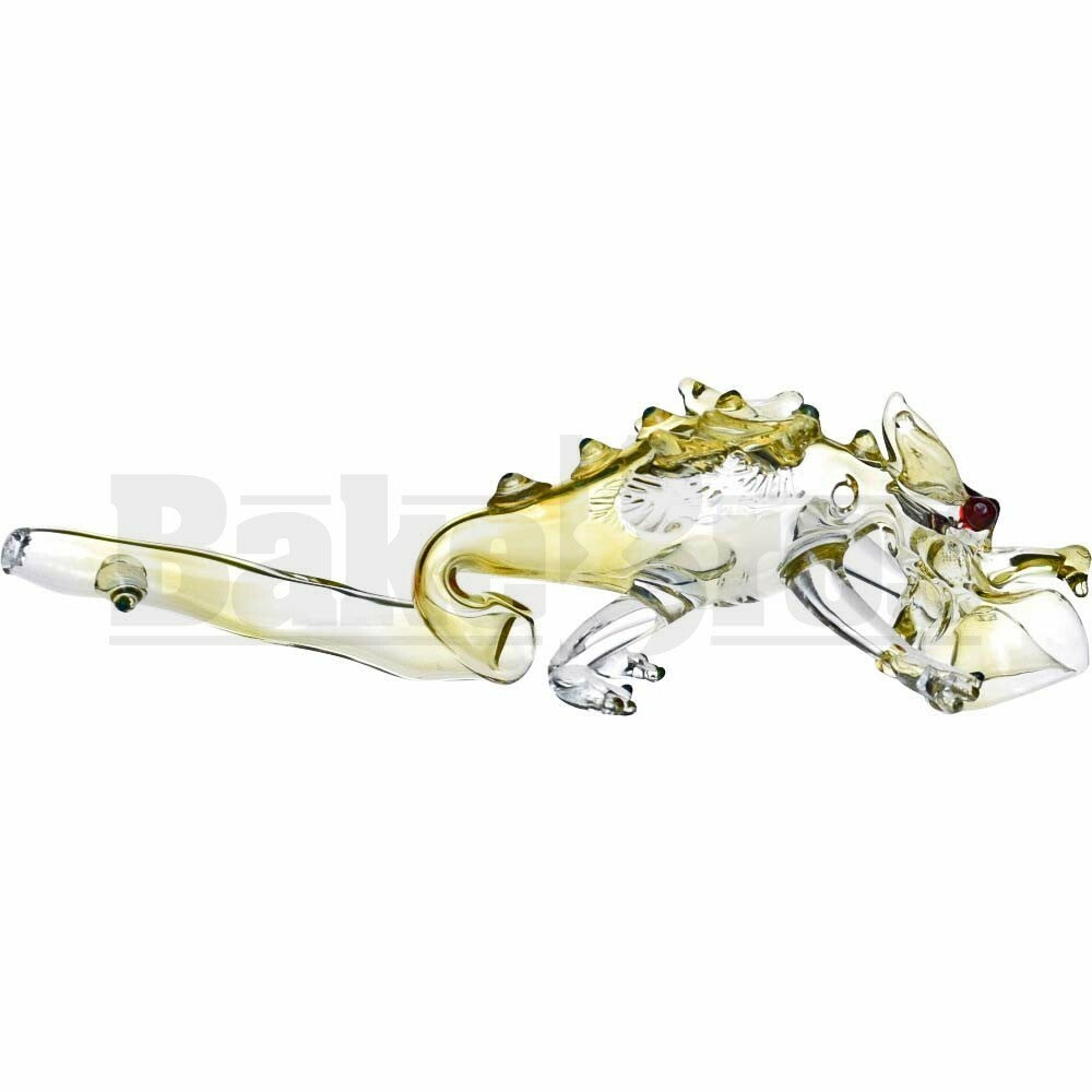 ANIMAL HAND PIPE GLASS DRAGON CRAWLING FACE DOWN 7" ASSORTED