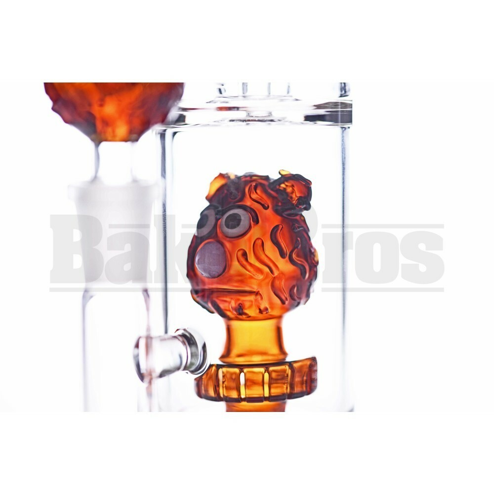 WP STRAIGHT TUBE 2X SHOWERHEAD PERC W/ BEAR ART PERC 12" AMBER FEMALE 14MM