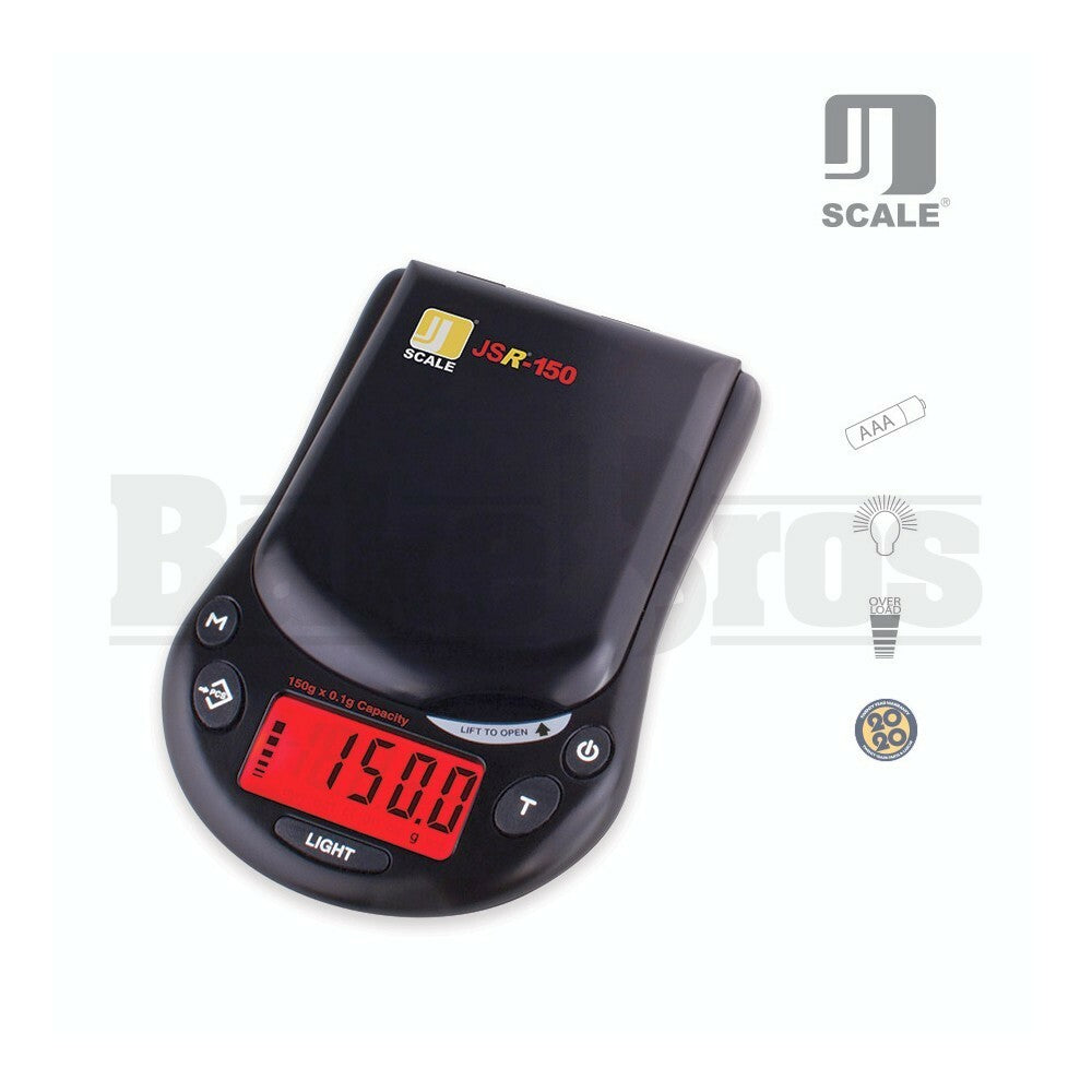 J SCALE CAPACITY PRECISION POCKET SCALE JSR SERIES 0.1g 150g BLACK