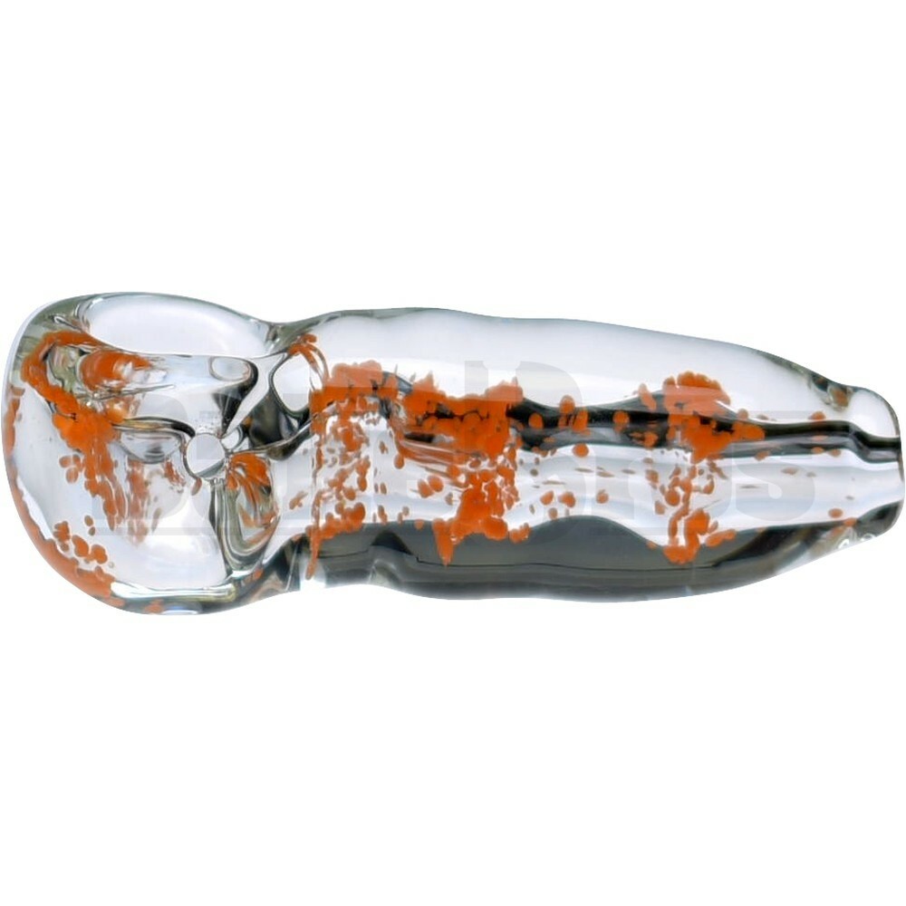 GLASS SPOON HAND PIPE UNBREAKABLE W/ FRIT BITS 3.5" ASSORTED