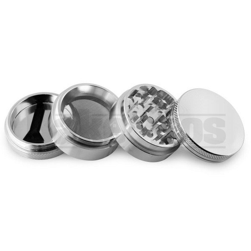 METAL GRINDER 4 PIECE W/ POLLEN COLLECTOR 2" SILVER Pack of 1