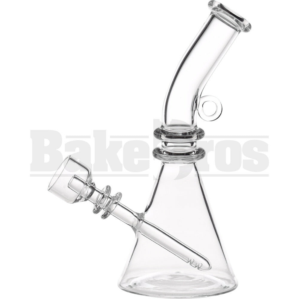 JOINTLESS MICRO BEAKER W/ FIXED NAIL BUCKET PENDANT RIG QUARTZ 6" CLEAR GENDERLESS JOINTLESS