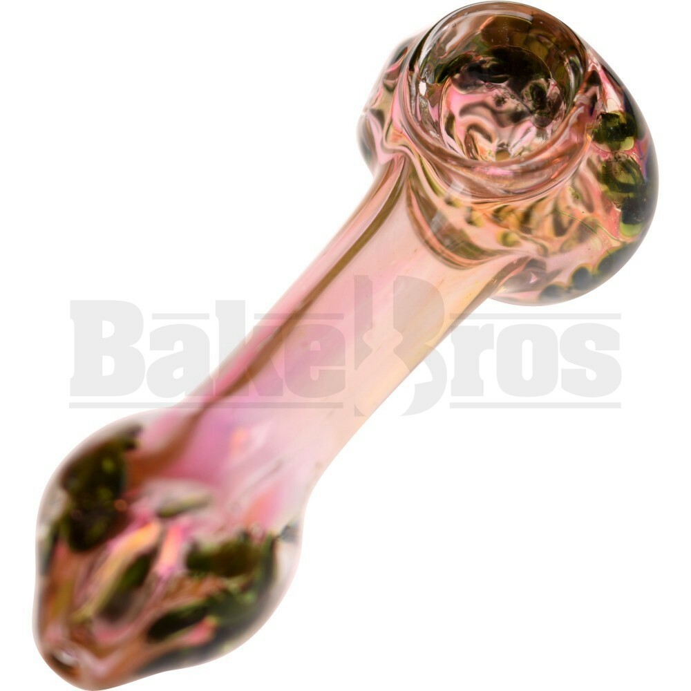 GLASS SPOON HAND PIPE THICK & HEAVY FLOWER 5" ALGAE PINK FUMED