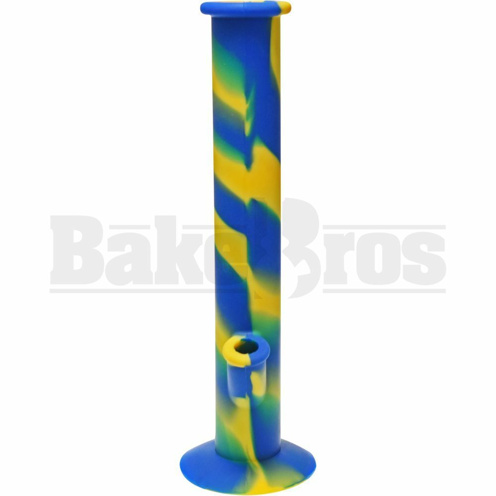 SILICONE WP STRAIGHT TUBE 1 ASSORTED DESIGN 14" BLUE YELLOW GREEN FEMALE 18MM