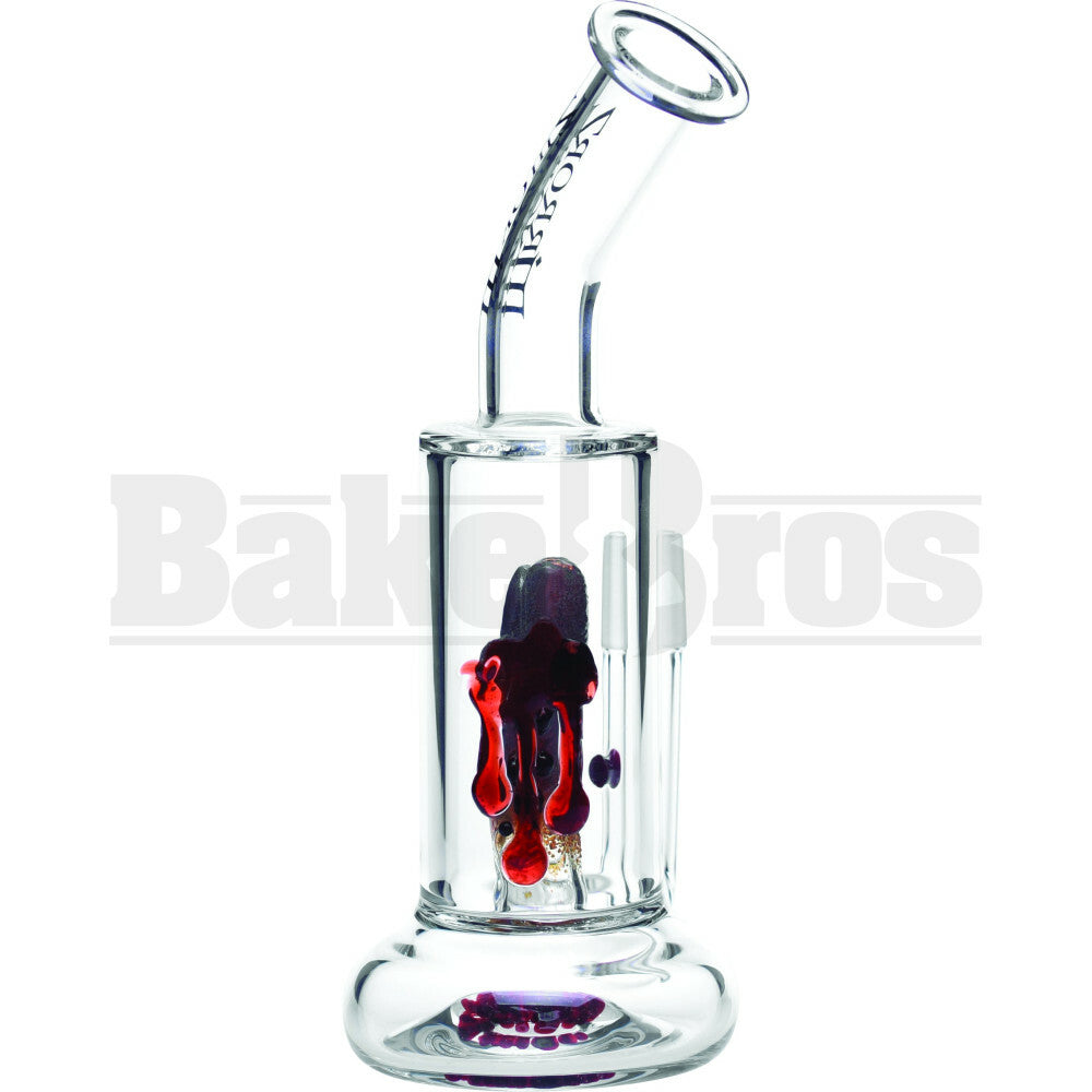 SMOKIN MIRRORZ WP FINGER WART PERC BLOOD DRIP VAPOR RIG 9" CLEAR MALE 14MM