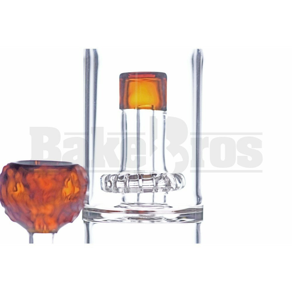 WP STRAIGHT TUBE 2X SHOWERHEAD PERC W/ BEAR ART PERC 12" AMBER FEMALE 14MM