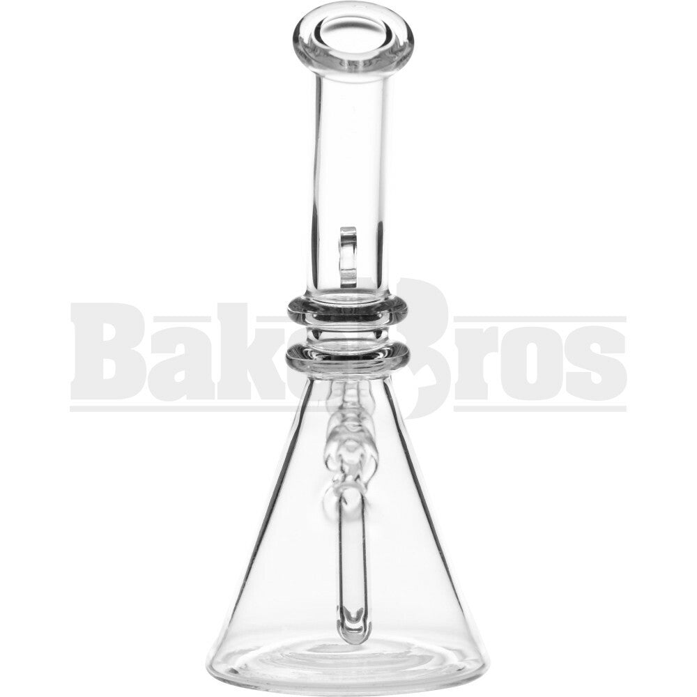 JOINTLESS MICRO BEAKER W/ FIXED NAIL BUCKET PENDANT RIG QUARTZ 6" CLEAR GENDERLESS JOINTLESS