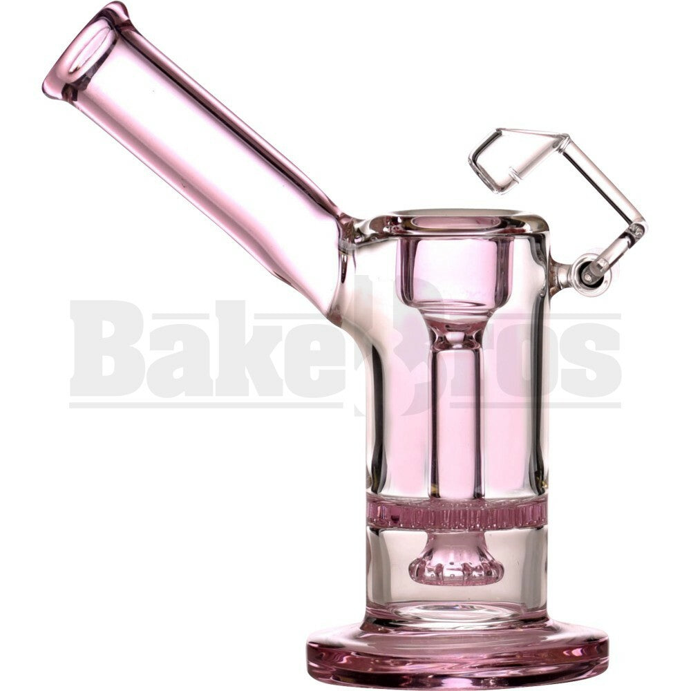 OIL RIG WP W/ HONEYCOMB SHOWERHEAD PERC & HONEYBUCKET QUARTZ NAIL 6" PINK