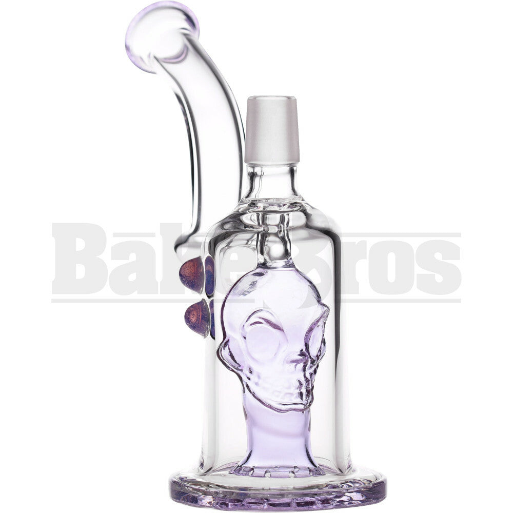 WP SKULL BUBBLER WITH FLARED SHOWERHEAD PERC 6" PURPLE RAIN MALE 18MM