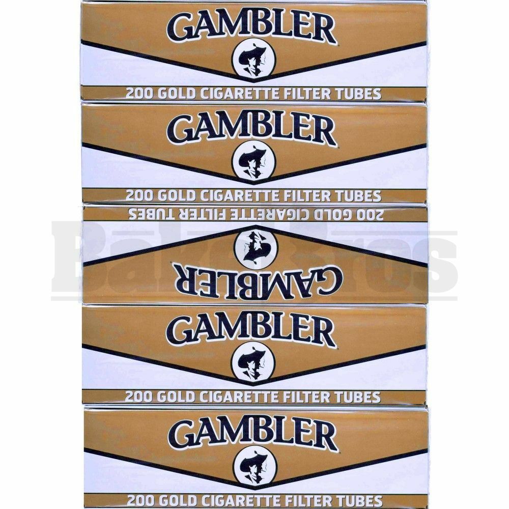 GAMBLER CIGARETTE FILTER TUBES 200 PER PACK GOLD NATURAL Pack of 3