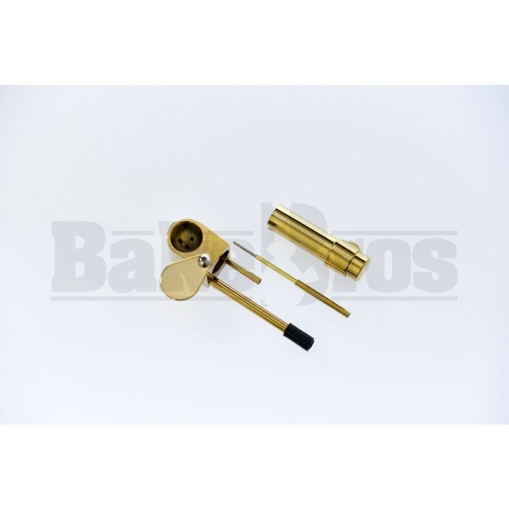 BRASS CARBURETOR HAND PIPE W/ SWIVAL CAP & POKER METALLIC