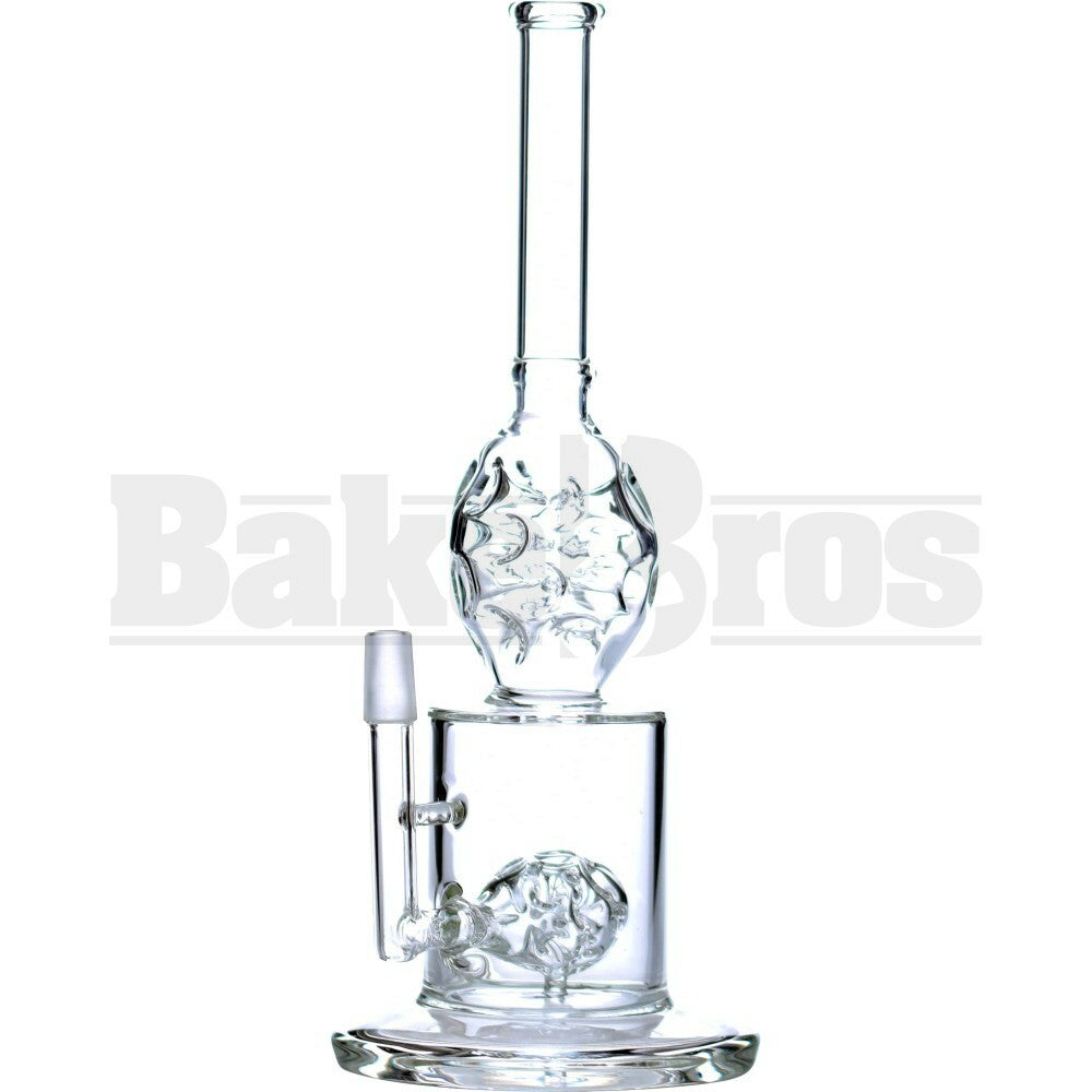 WP STRAIGHT TUBE W/ 2X CHAMBER ICICLE PRONG HAIL STONE PERC 11" CLEAR MALE 14MM