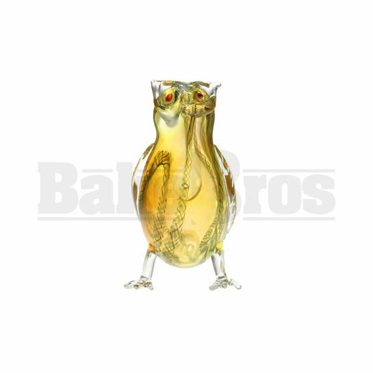 ANIMAL HAND PIPE OWL WITH LINEAR DESIGNS 6" ASSORTED COLORS