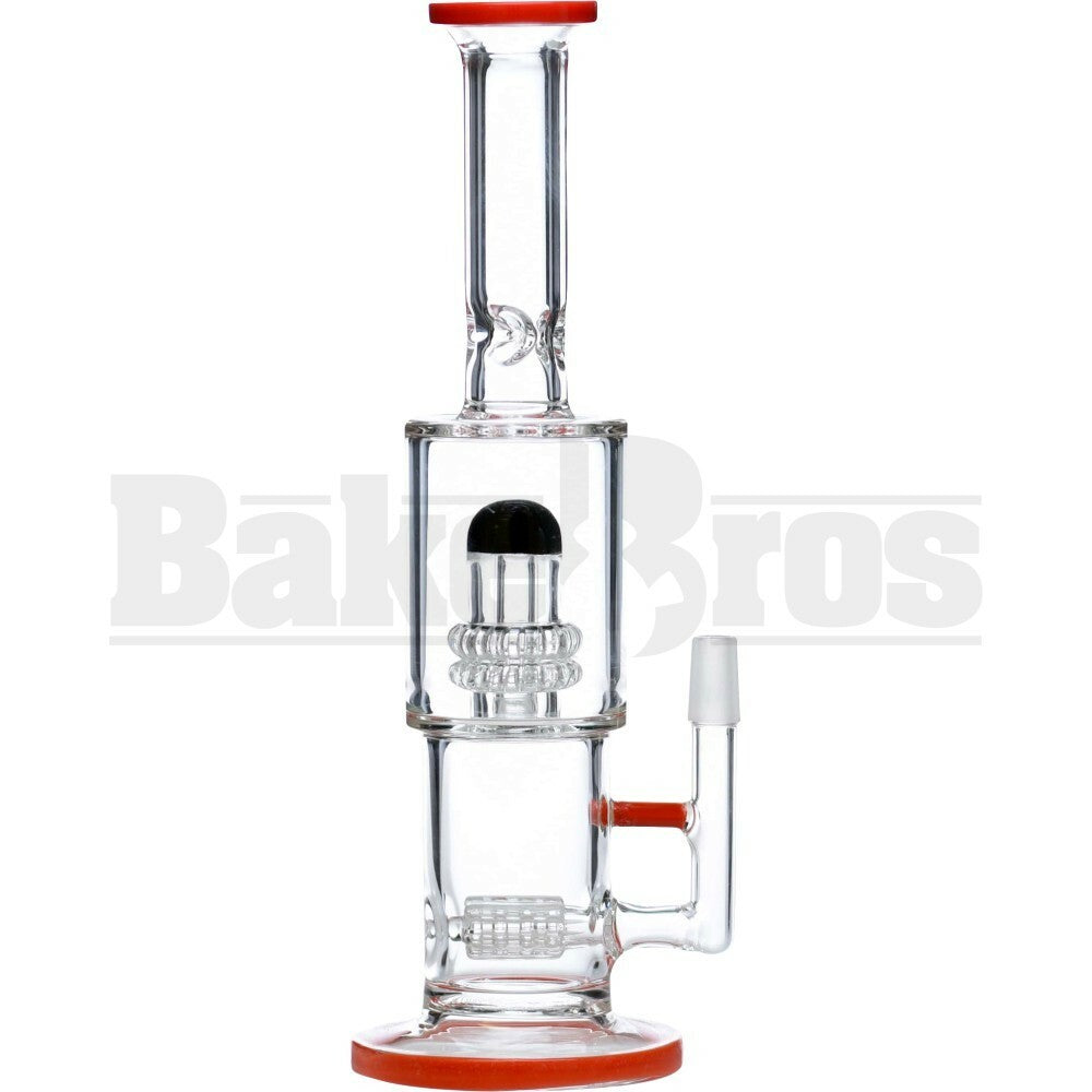 WP STRAIGHT TUBE BARREL STEMLINE W/ 2X SHOWERHEAD PERC 11" ORANGE MALE 14MM