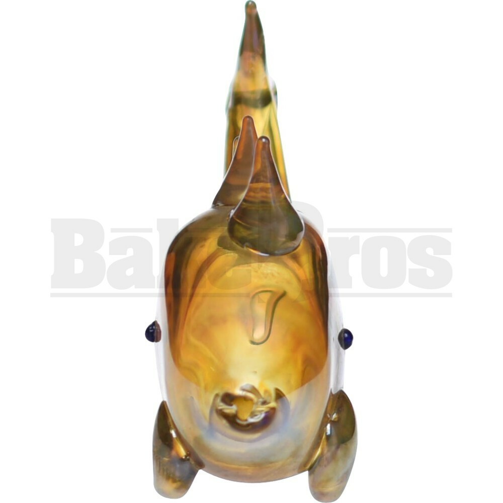 ANIMAL HAND PIPE GLASS FISH 6" IRIDESCENT FUMED