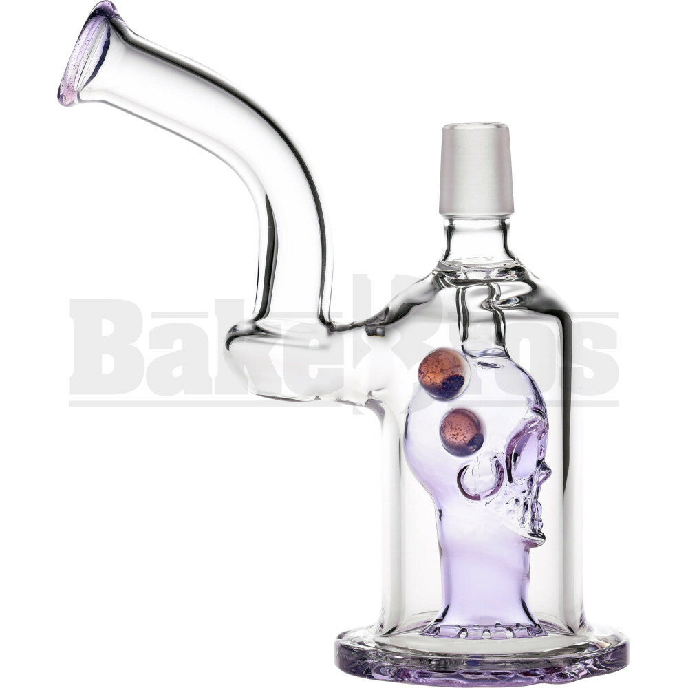 WP SKULL BUBBLER WITH FLARED SHOWERHEAD PERC 6" PURPLE RAIN MALE 18MM