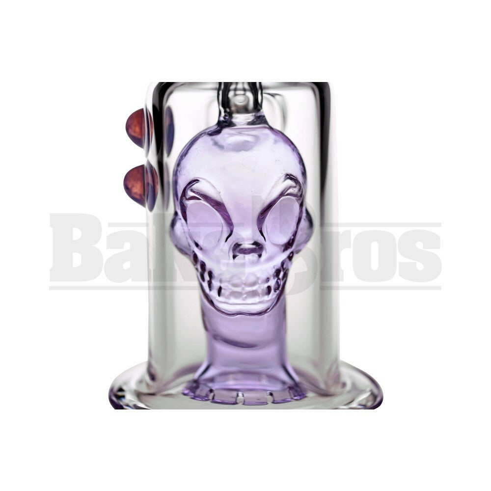 WP SKULL BUBBLER WITH FLARED SHOWERHEAD PERC 6" PURPLE RAIN MALE 18MM