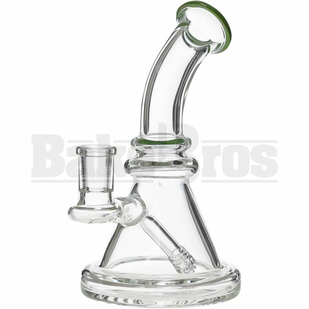 WP BENT NEXT SHRUB BEAKER DESIGN BANGER HANGER W/ BARREL PERC TOP 7" MOSS GREEN FEMALE 14MM